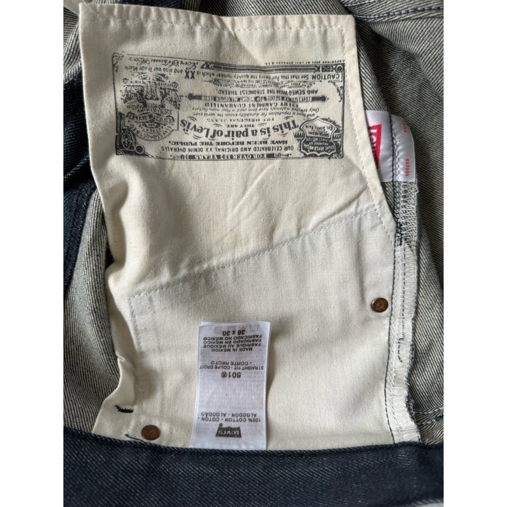Levis 501 Original Jeans Mens FITS 36x30 Blue Button Fly NWOT - Picture 5 of 7